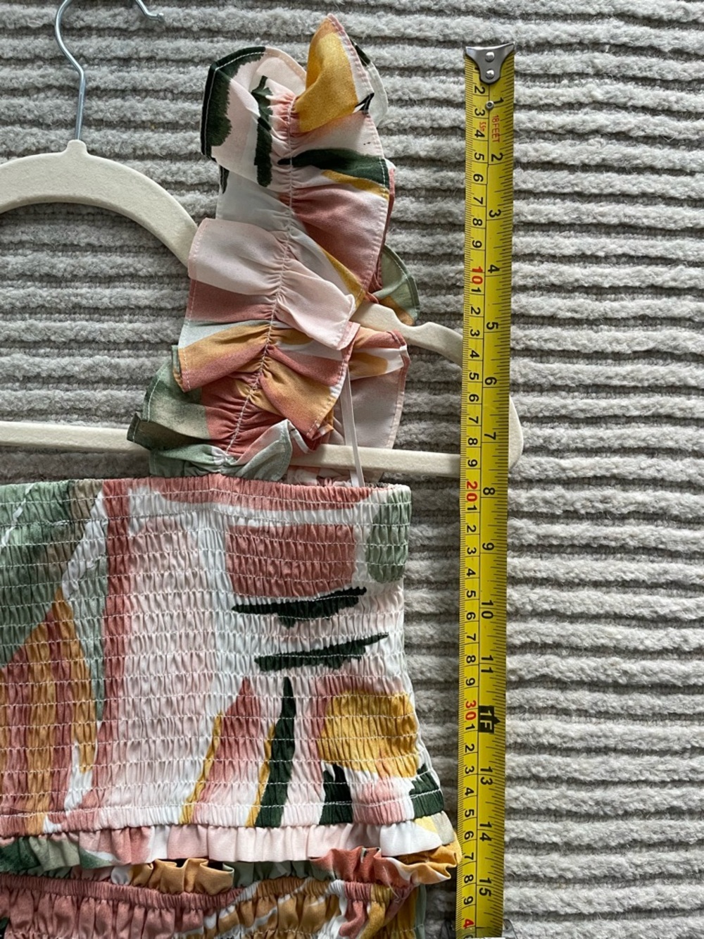Watercolor Brush Stroke Multicolor Tropical Smocked Ruffle Tiered Maxi Skirt Set - Picture 13 of 14